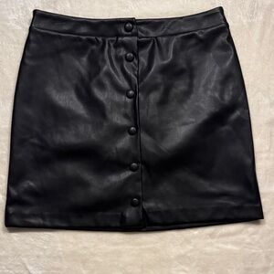 LOFT Black Faux Leather Mini Skirt